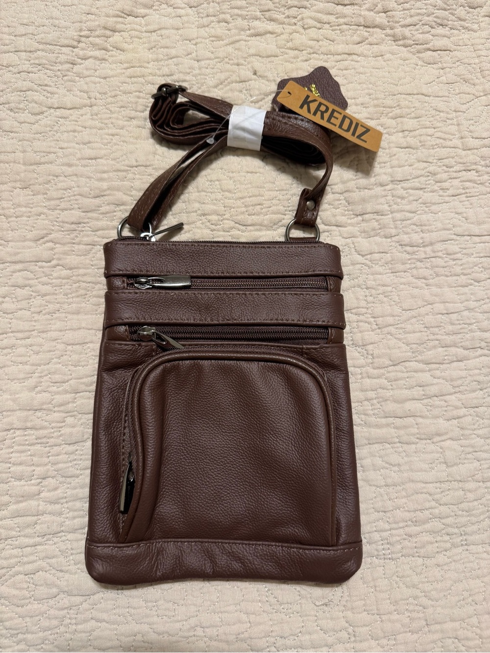Krediz Brown Genuine Leather Crossbody Bag